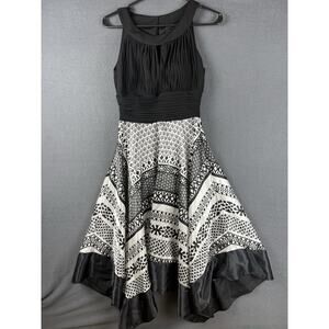 Melrose Dress Womens 6 Black White Geometric Asymetrical Sleeveless Party Formal